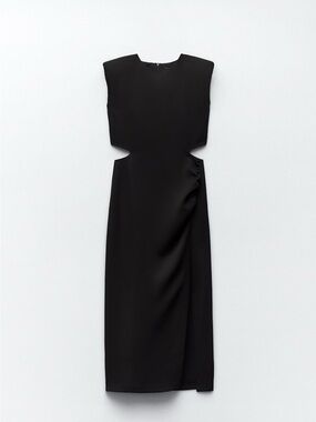 Zara Black Cutout Side Midi Dress